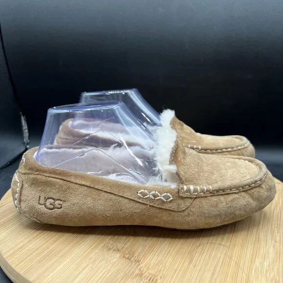UGG Australia Women's Size 7 Ansley Tan Slippers 3312 Sherpa Lined Shoes - Picture 3 of 9